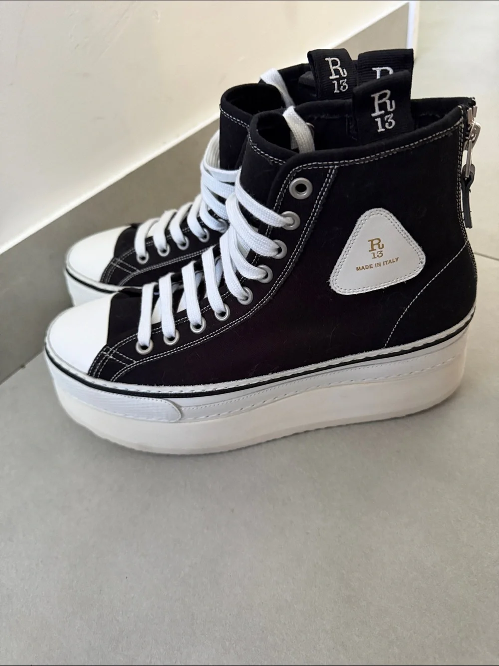 R13 Black Courtney Platform Sneakers 39 us9